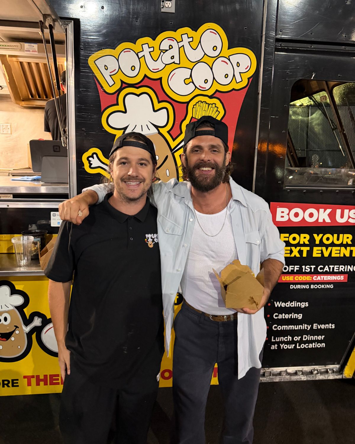 Thomas Rhett with Allen at the Potato Coop truck