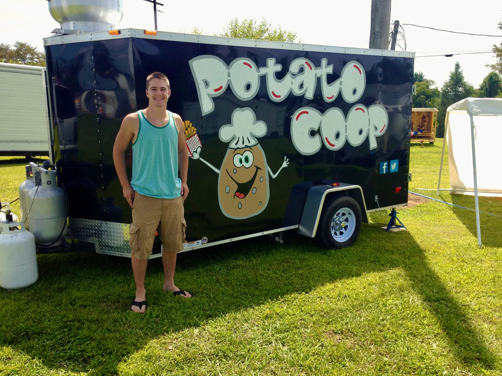 Allen with the original Potato Coop trailer